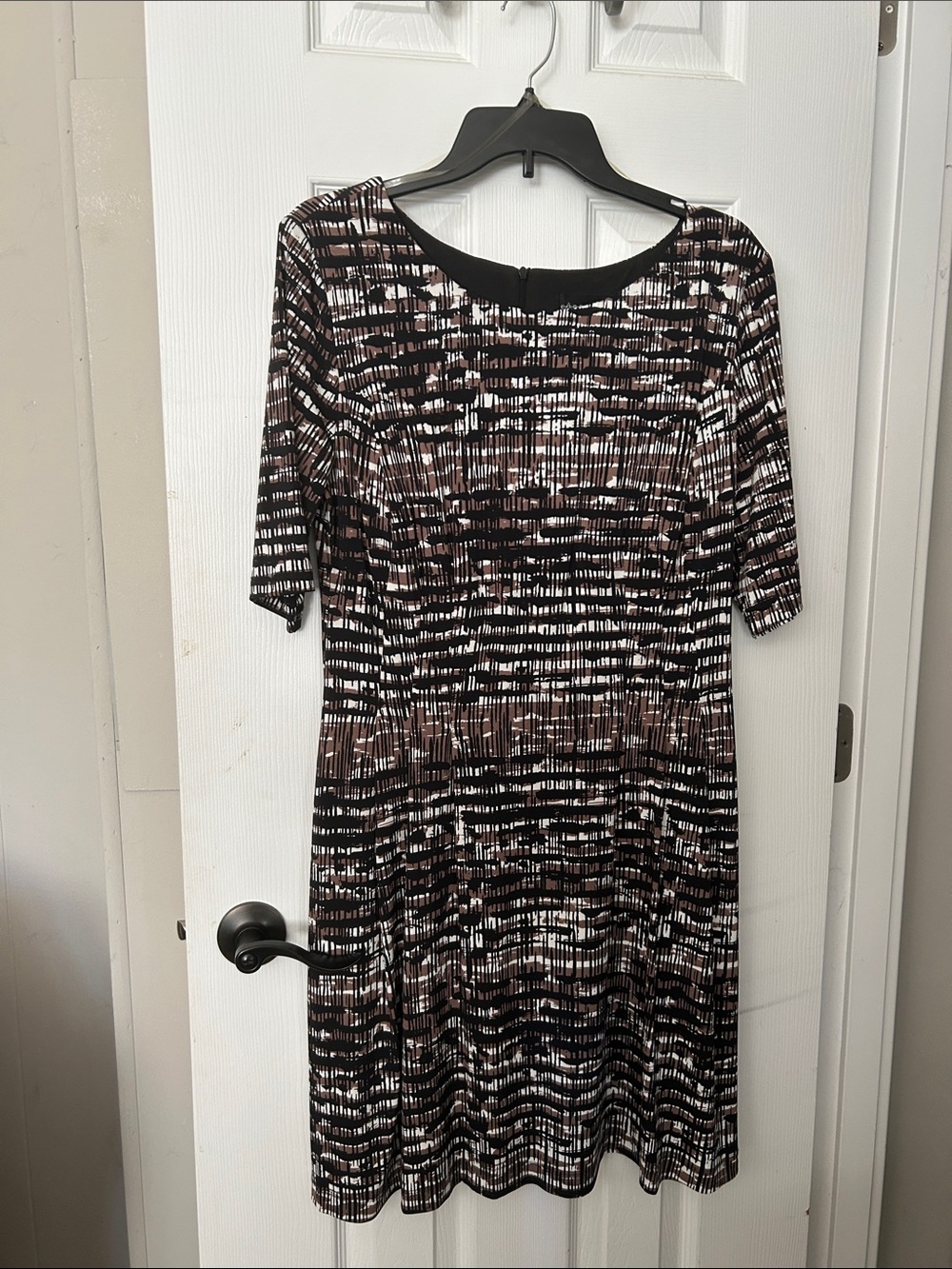 connected apparel Black, Brown & White Abstract Midi Dress